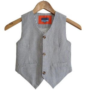 Andy and Evan Seersucker Vest Size 5Y Blue White Preppy Cotton Summer - Picture 1 of 5