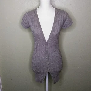Grau Zopfmuster 100 % Baumwolle Long Pullover Weste Jr. M - gebraucht, in einwandfreiem Zustand - Bild 1 von 8