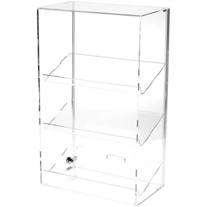 Plymor Acrylic Locking Case w/ Sliding Back, 3 Shelves, 21.75" x 13.25" x 7.5" - Picture 1 of 1