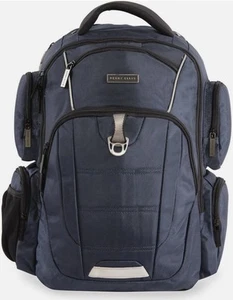 New Perry Ellis 9-Pocket Professional Laptop-P350 Business Backpack, Navy, - Picture 1 of 7