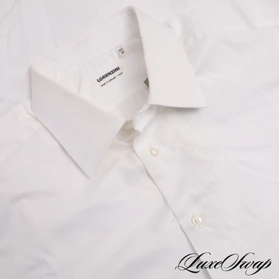 NWT $325 Lorenzini Made in Italy Solid White Twill Button Down Shirt 15.75 NR - Image 1 of 4