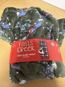 Falls Creek Kids Christmas Sleep Pant Sz XL 14 16 Green Dinosaur - Picture 1 of 3