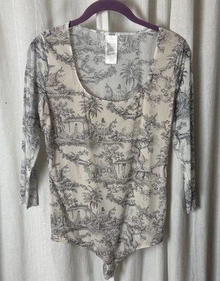 Body de jersey elástico estampado Wolford Antoinette para mujer mediano blanco gris Foto 1 de 4
