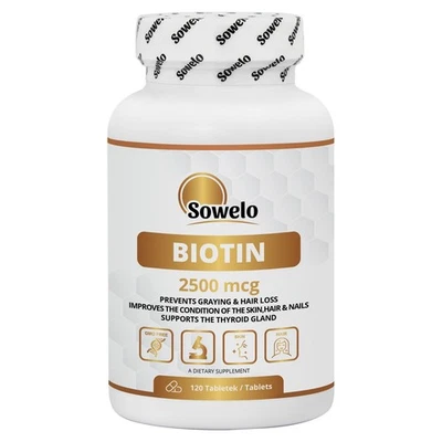 Biotin 2500 mcg – Vitamin B7 – Tab – Hair, Skin, Nails & Energy Support – Sowelo - Image 1 of 4