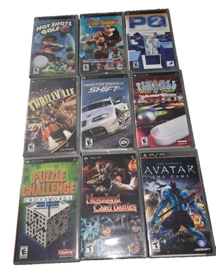 Lote de 9 juegos PSP: Hot Shots, Need for Speed, Pinball, Avatar, Thrillville, PQ2 Foto 1 de 4