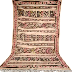 Vintage Moroccan Kilim Rug Handmade Tribal Berber Geometric Area Wool Carpet - Picture 1 of 24