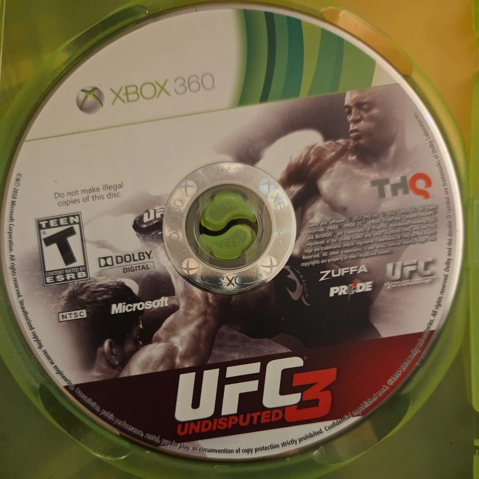 UFC Undisputed 3 (Microsoft Xbox 360, 2012) solo disco - grieta en disco - probado Foto 1 de 1