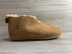 LL Bean Slippers Mens 10 Brown Wicked Good Shearling Lined Suede Moccasin - Picture 1 of 10