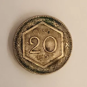 Moneda de 20 centesimi Italia 1918 | KM# 58 | Coleccionable vintage y rara  - Imagen 1 de 2