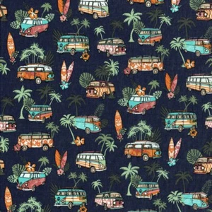 Textiles français SURF fabric 100% Cotton 160cm wide - Per half metre (Navy) - Picture 1 of 3