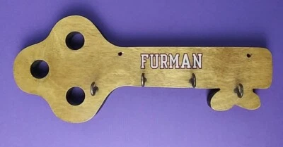 10.5" Handmade Wall Mounting Wood 4 Hook Key Holder FURMAN University - Image 1 of 4