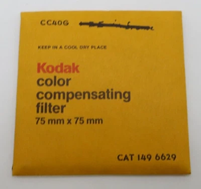 KODAK Color Compensating Filter 75mm x 75mm Square CC40G CAT 149 6629 vtg - Image 1 of 2