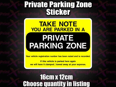 Private Parking Sticker, Sign Fine Clamp Keep Clear Residents School Communal  - Image 1 of 4
