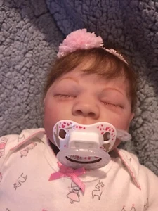 reborn baby girl 19 long rooted hair mottle skin weighted realistic paci - Picture 1 of 6