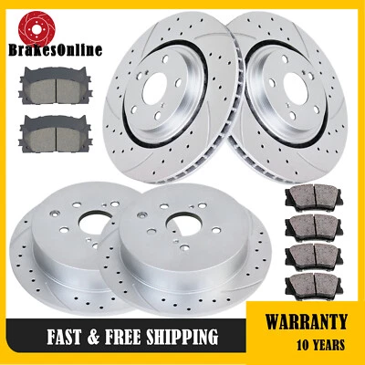 Pastillas de rotores de freno delanteros traseros aptas para frenos ranurados perforados Lexus RX350 RX450H Foto 1 de 4