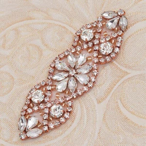 Silver Rhinestone Diamante Motif Sew on Applique Crystal Patch Bridal Dress DIY/ - Picture 1 of 15