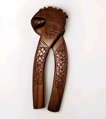 Vintage Hand Carved Wood Folk Art Nutcracker Shell Cracker 7" - Image 1 of 4