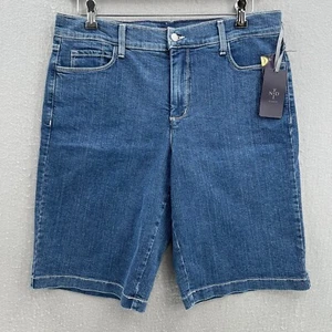 NYDJ Womens Jean Shorts Size 16P Medium Blue Wash Lift Tuck Stretch 12" NWT FLAW - Picture 1 of 9