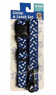 BROOKLYN PET GEAR Blue Collar & Leash Set Medium 14"- 20" Collar 4 Ft Lead - Image 1 of 4