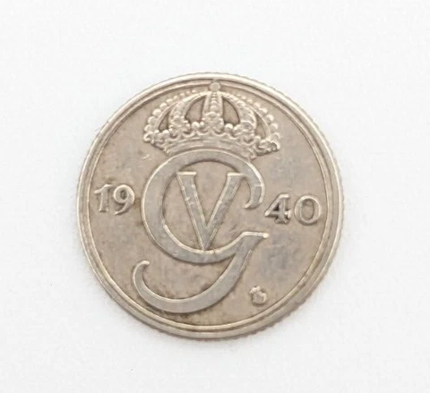 Vintage 1940 Sweden 25 Ore Silver Coin Cover