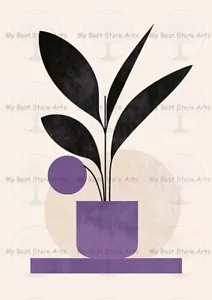 MINIMALIST PLANT ART PRINT, Abstract Botanical Decor, Nature Purple Poster F881 - Picture 1 of 2