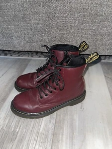 Doc Martens Solid Burgundy Maroon 1460 Leather Boots Women's US 5 Side Zipper - Picture 1 of 9