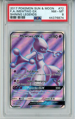 POKEMON SHINING LEGENDS MEWTWO GX #72 FULL ART HOLO FOIL PSA 8 NM-MT #44376874 - Image 1 of 2