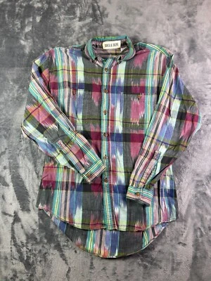 Vintage Bugle Boy Men's Plaid Shirt Size M 90s Grunge Colorful Long Sleeve - Image 1 of 4