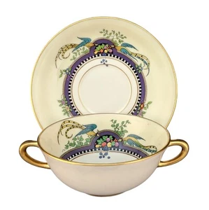 Lenox China Vintage FLORIDA Cream Soup Bowl & Liner Awesome Pattern - Picture 1 of 7