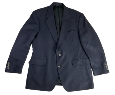 Blazer masculino Nordstrom Loro Piana azul xadrez penteado cabelo de camelo 2 botões tamanho 44L - Imagem 1 de 4