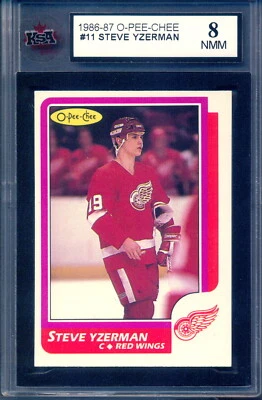 1986-87 OPC O PEE CHEE #11 Steve Yzerman Graded KSA 8 NM-MINT Detroit Redwings - Image 1 of 2