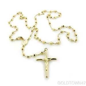 14K Yellow Gold 2.5mm Beads Our Lady Guadalupe Rosary Necklace 18" - Picture 1 of 4