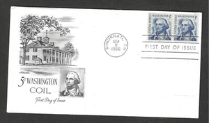 #1304 5c WASHINGTON coil ISSUE FDC-CINCINNATI,OH SEP 8-1966 ARTMASTER CACHET - Picture 1 of 1