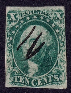 US Scott 15, 1855 Washington, 10c green, FINE USED - Picture 1 of 1