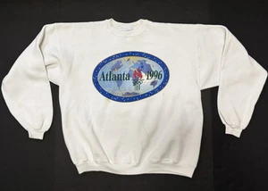 Suéter De Colección Juegos Olímpicos de Atlanta 1996 Talla L EE. UU. Pullover Evento Deportivo MANCHAS - Imagen 1 de 12