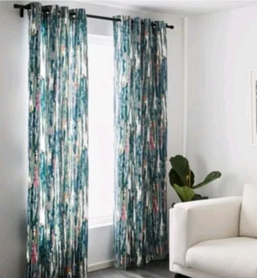 Cortinas Ikea Graslilja - 57" x 98" 2 paneles ojal abstracto. Caja abierta nueva Foto 1 de 4