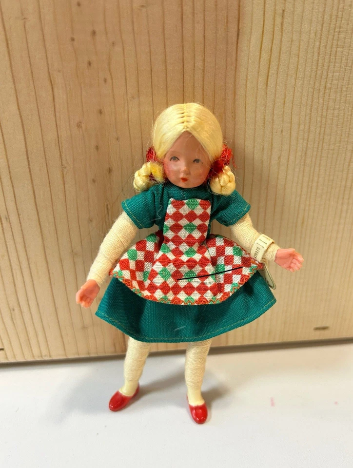 Muñeca miniatura Shackman & Co. de colección años 50 Alemania etiqueta original rubia UpBraids Foto 1 de 4