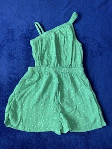 Abercrombie and Fitch kids Off Shoulder Green Polka Dot Girls Romper Size 5/6 - Picture 1 of 5