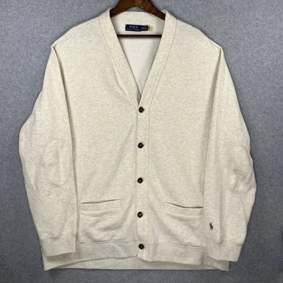 Polo Ralph Lauren Para Hombres Chal Cuello Tejido Cárdigan Suéter XXL Avena Beige Poni Foto 1 de 4