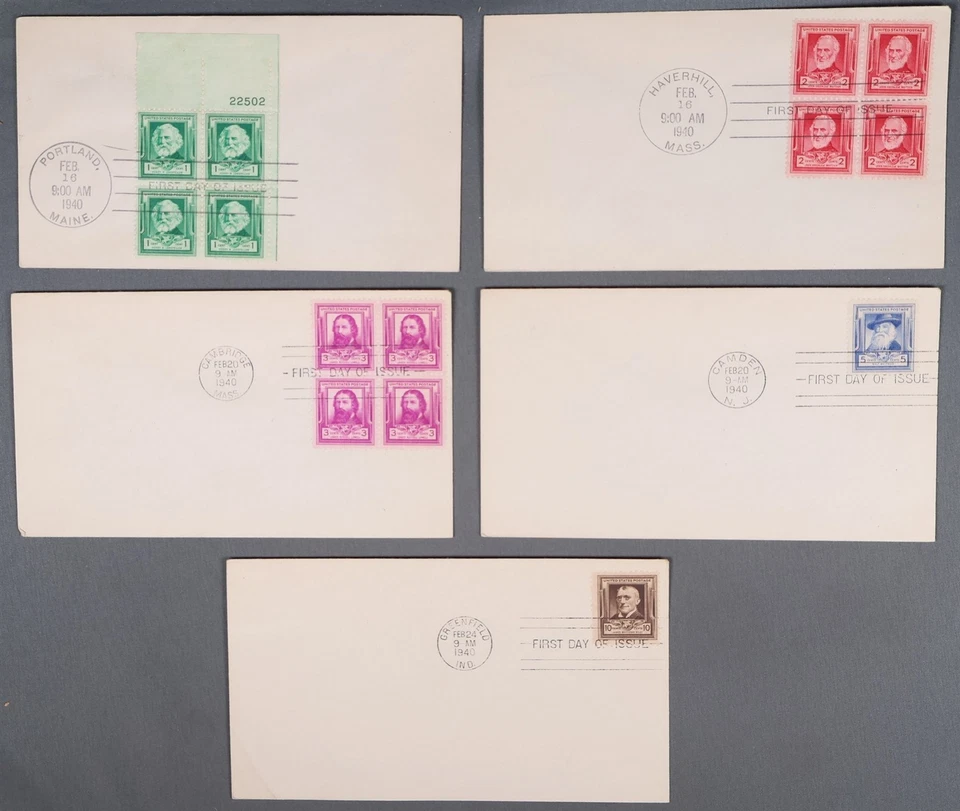 MayfairStamps US FDC 1940 Famous Authors 5 First Day Cover aau_61101 - Image 1 of 2