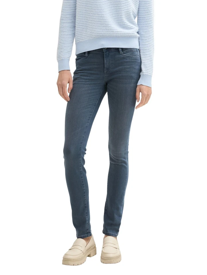 TOM TAILOR Jeans pour Femmes Alexa - Sllim Coupe - Bleu - Mi Pierre Gris Denim - Photo 1/1