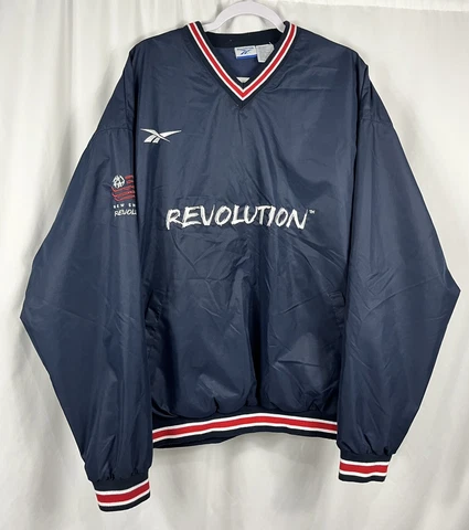 Vintage Reebok NEW ENGLAND REVOLUTION Soccer Pullover Jacket Mens XL LINED 90s Cover