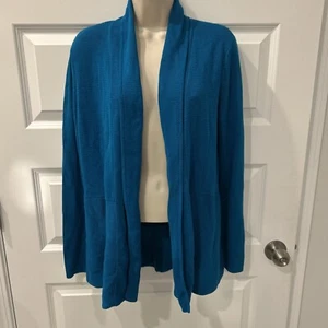NEW W TAGS $89 Talbots Sz S Blue Cotton Rayon Fine Gauge Knit Open Front L8 - Picture 1 of 8