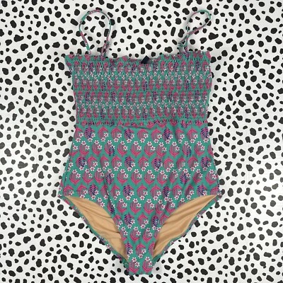 Traje de baño J.CREW NUEVO SIN ETIQUETAS verde calado de una pieza para mujer GRANDE BP355 Foto 1 de 4