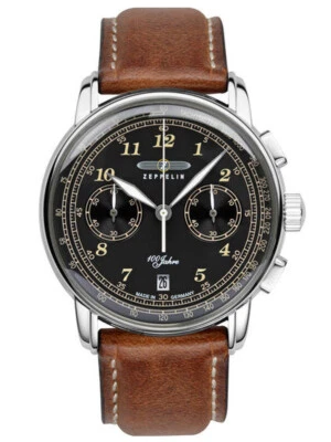 Zeppelin 7674-3 LZ-127 Chronograph Herrenuhr 43mm 5ATM - Bild 1 von 2