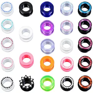 3-24mm Screw Tunnel Flesh Tunnel Plug Plastic Acrylic Neon Rhinestone Z105 - Picture 1 of 26