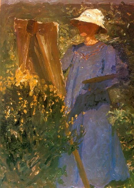 pintura al óleo perfecta pintada a mano sobre lienzo "Una mujer pintora" N5458 Foto 1 de 1