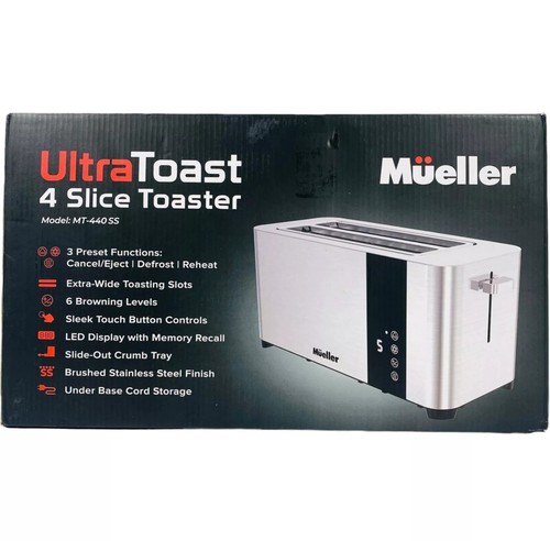 Mueller Ultra Toast 4 Slice Toaster 6 Browning Levels Stainless Steel