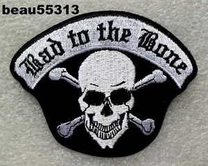 ⭐"BAD TO THE BONE" BIKER SKULL CROSSBONES HARLEY INDIAN VEST JACKET PATCH - Picture 1 of 1