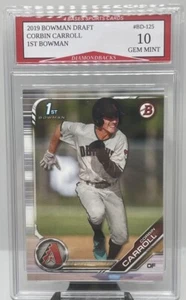 2019 Bowman Draft Corbin Carroll 1st Bowman Rookie Card Graded Gem Mint 10! - Picture 1 of 2